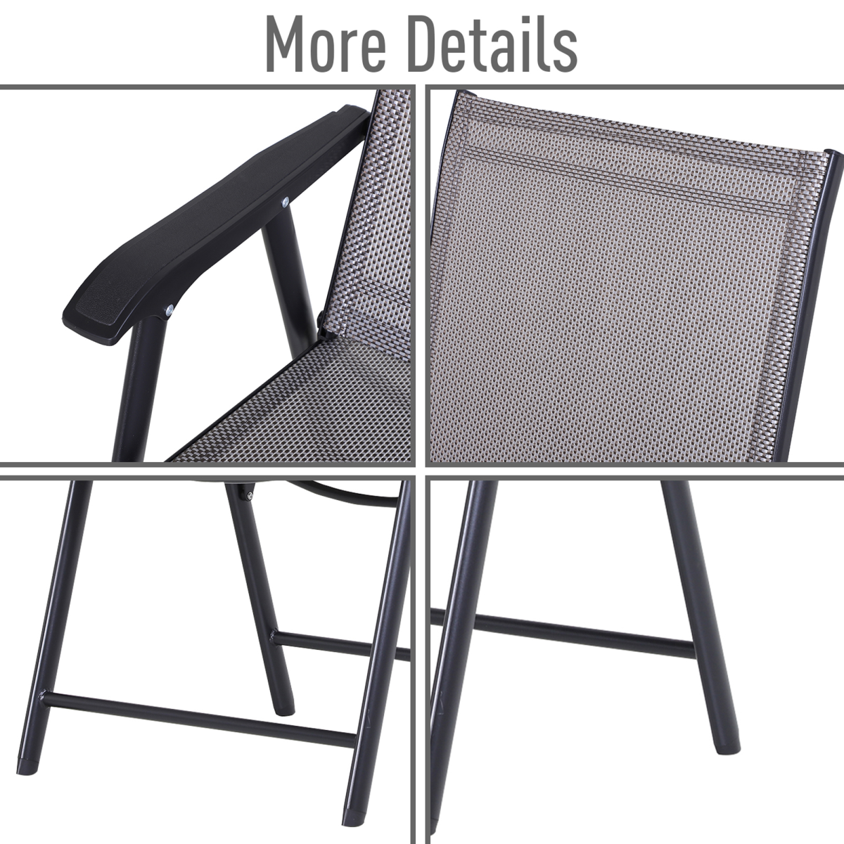 2-PCS Garden Armchairs Outdoor Patio Folding Modern Furniture Grey Outsunny