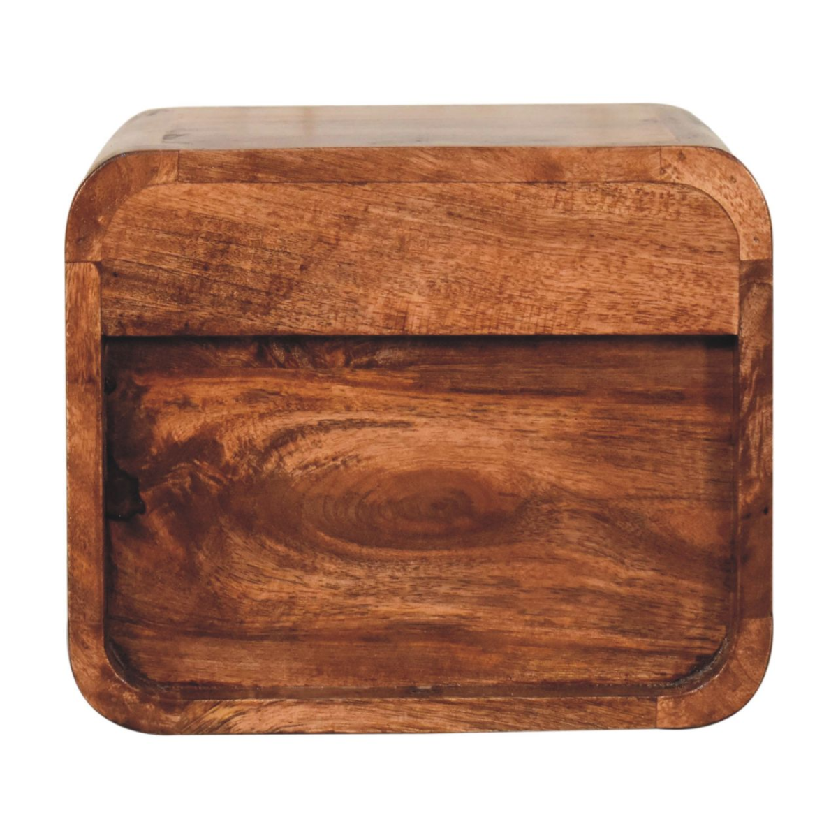 Artisan Furniture Solid Wood Mini Honey Caramel Wall Mounted Bedside with Open Slot, Light Brown, 1 Drawer and 1 Shelf