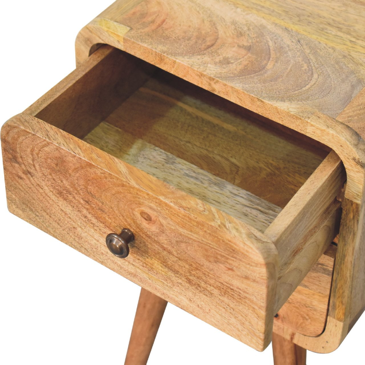 Artisan Furniture Solid Wood Mini Oak-ish Curved Bedside