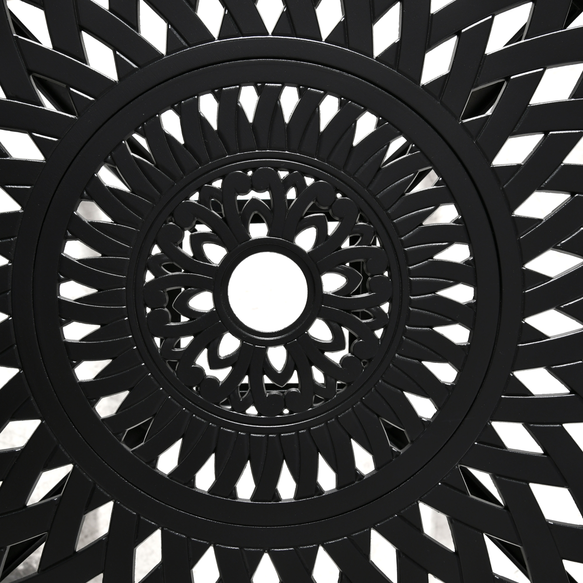 78cm Round Garden Dining Table with Parasol Hole Cast Aluminium Black Outsunny