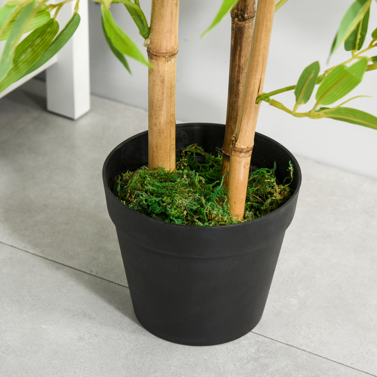 Outsunny Set of 2 120cm/4FT Artificial Bamboo Trees Plant w/ Pot Indoor