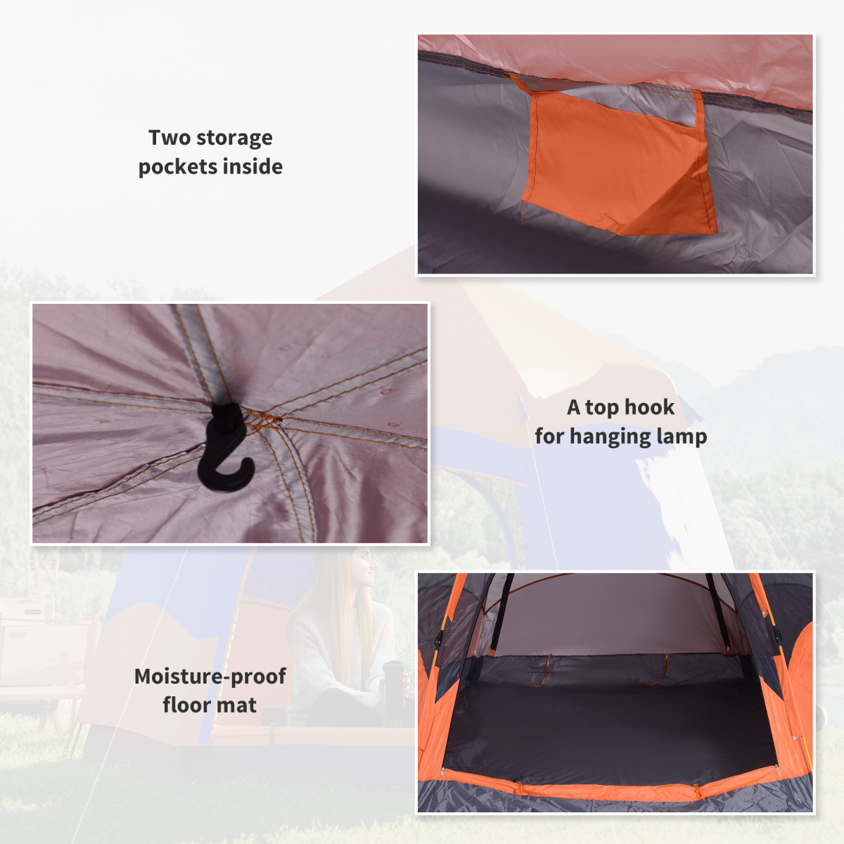 4 Person Pop Up Tent Camping Festival Hiking Shelter Family Portable Outsunny