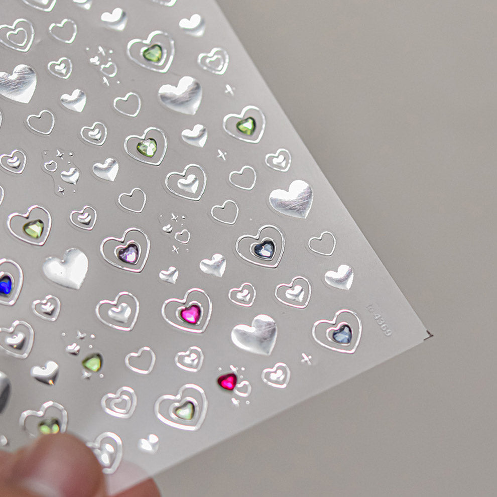 Hello Claws | Silver Star Heart 5D Nail Deco Sticker