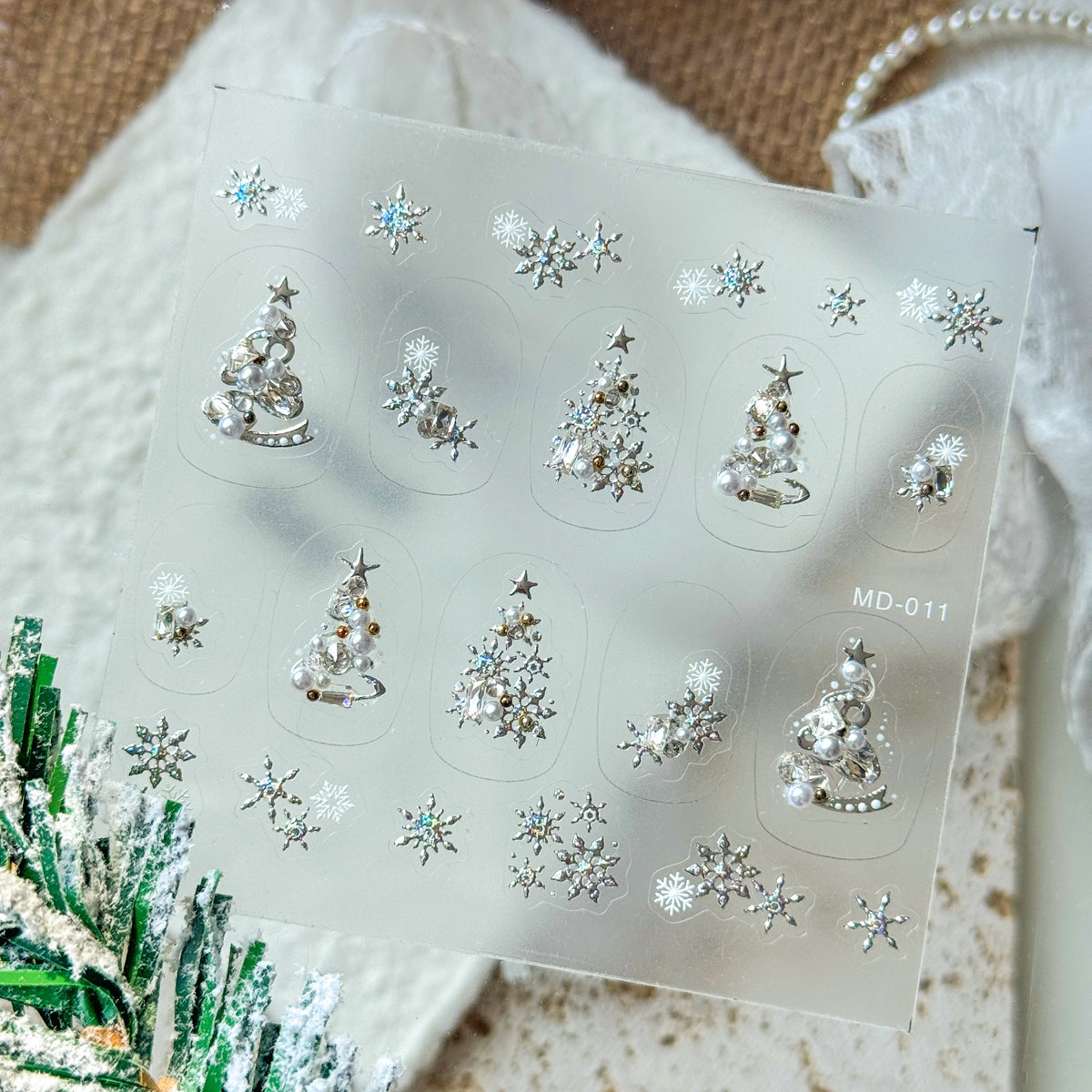 Hello Claws | Silver Christmas Tree Nail Deco Sticker