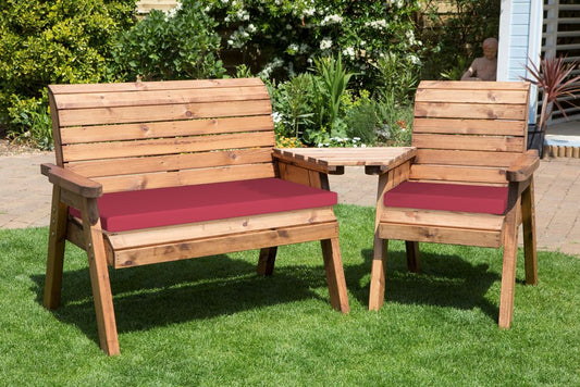 Charles Taylor Trading Three Seat Companion Set Angled With Burgundy Cushion Brown