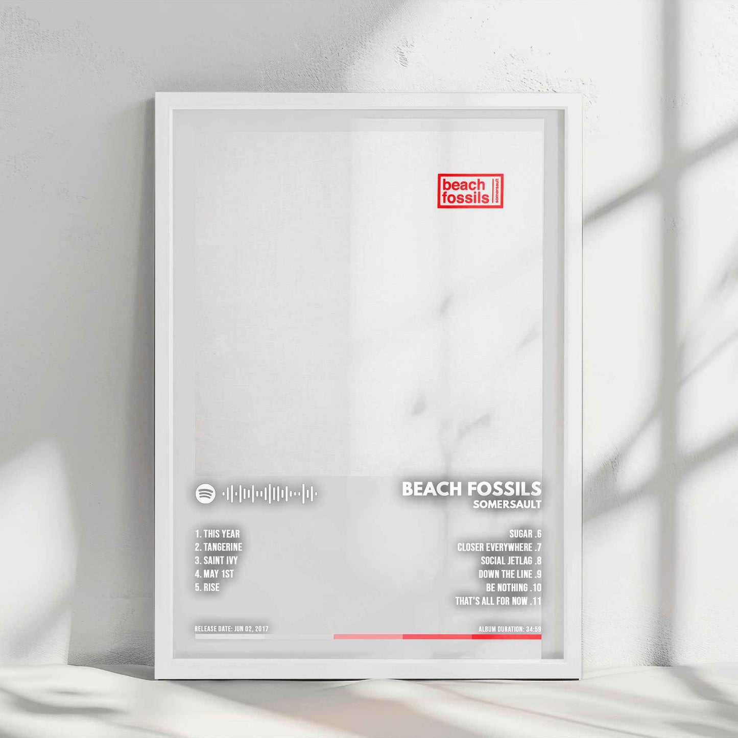 Beach Fossils "Somersault" Album Cover Poster - with Complete Tracklist