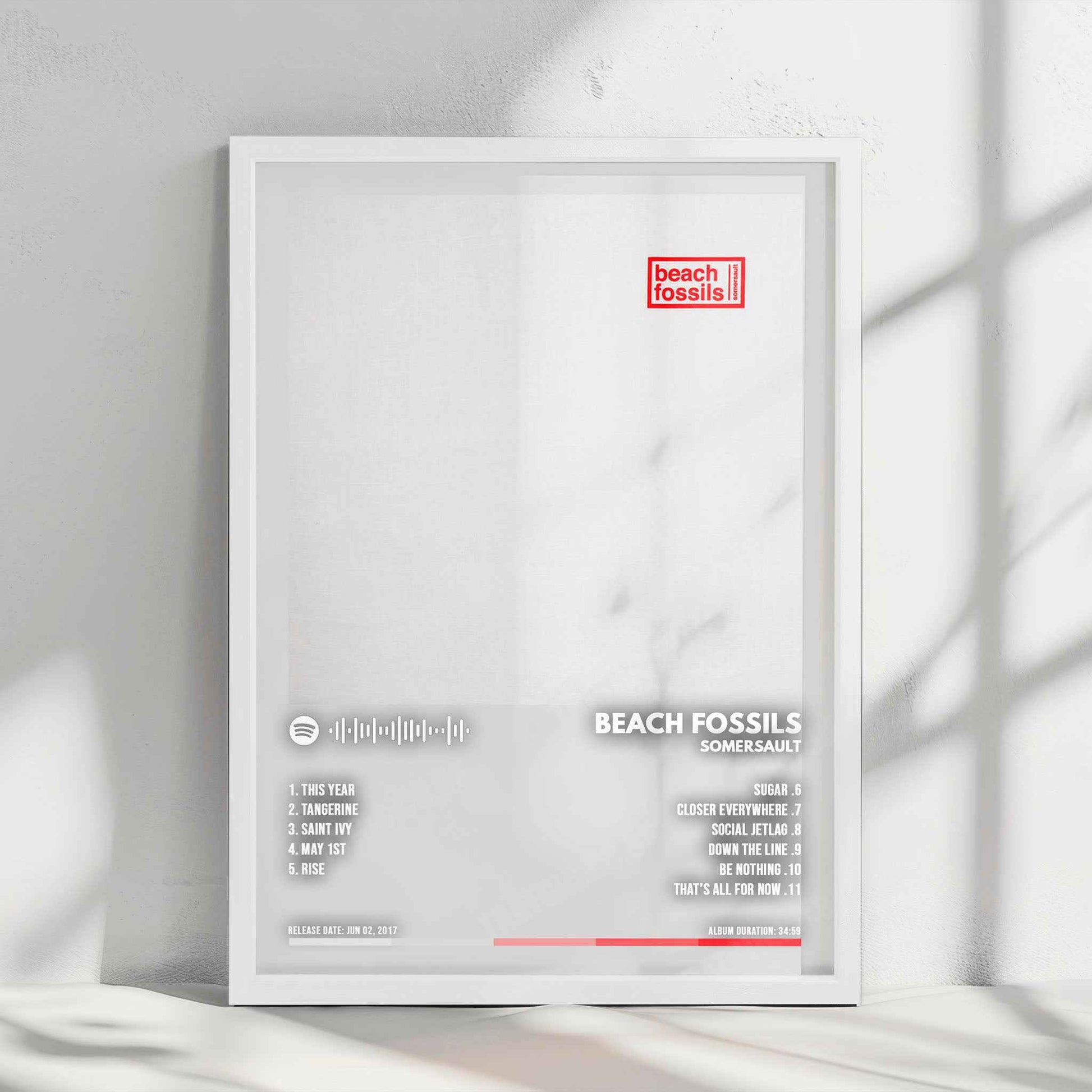 Beach Fossils "Somersault" Album Cover Poster - with Complete Tracklist