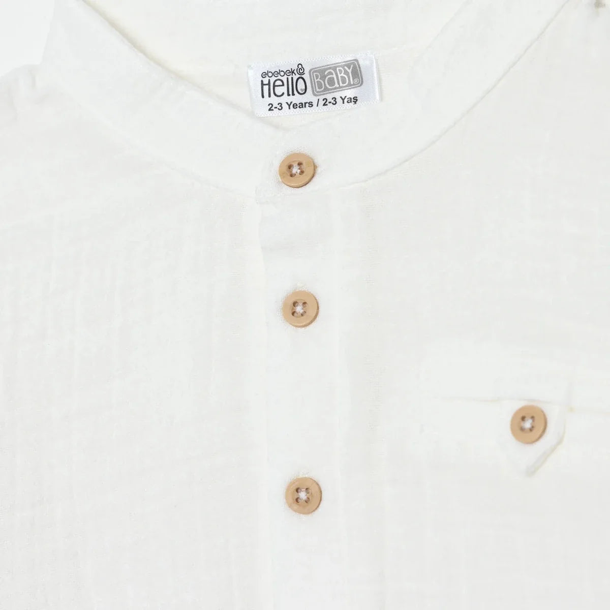 HelloBaby Grandad Collar Muslin Baby Shirt (6-9 Months to 4-5 Years)