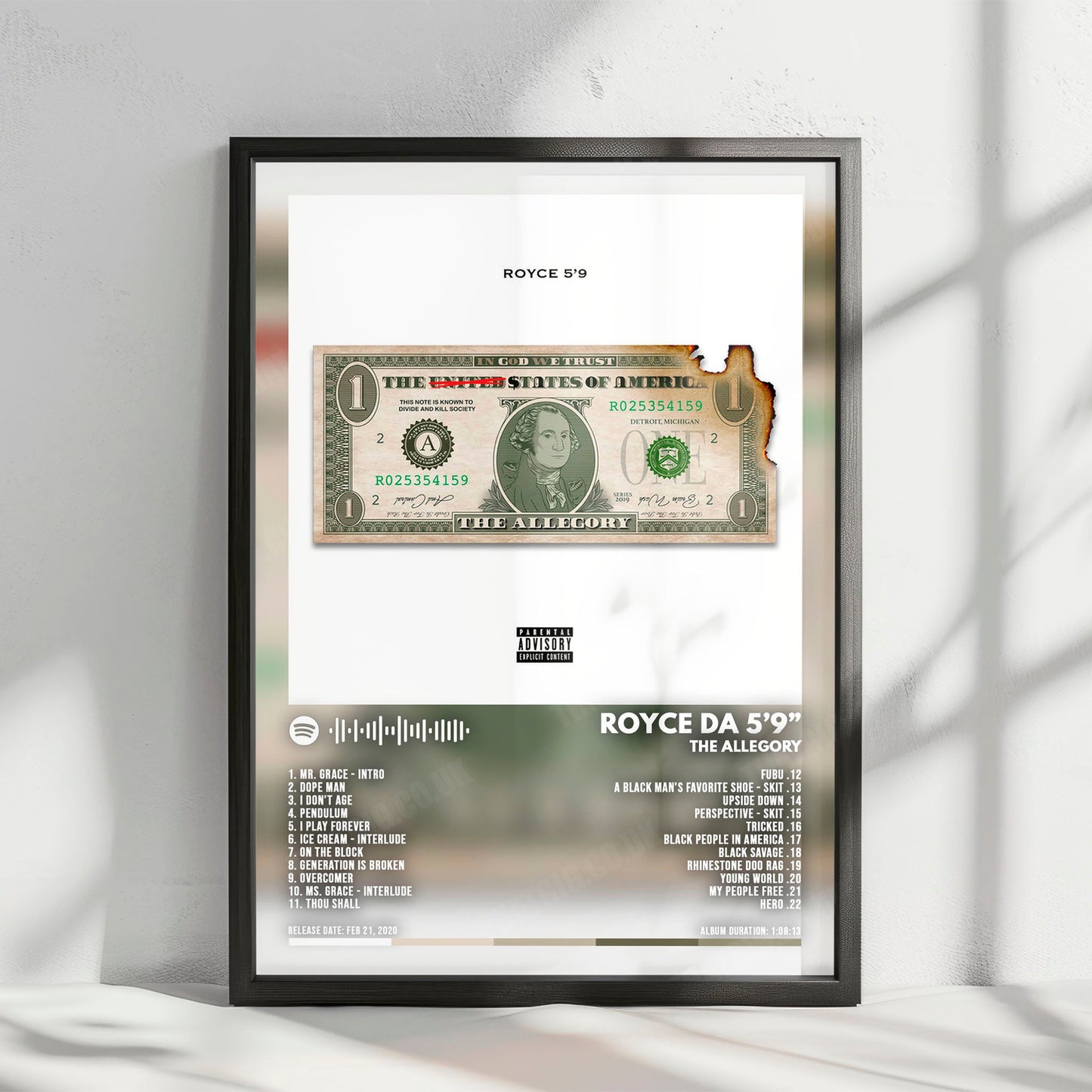 Royce da 5'9" "The Allegory" Album Cover Poster - with Complete Tracklist