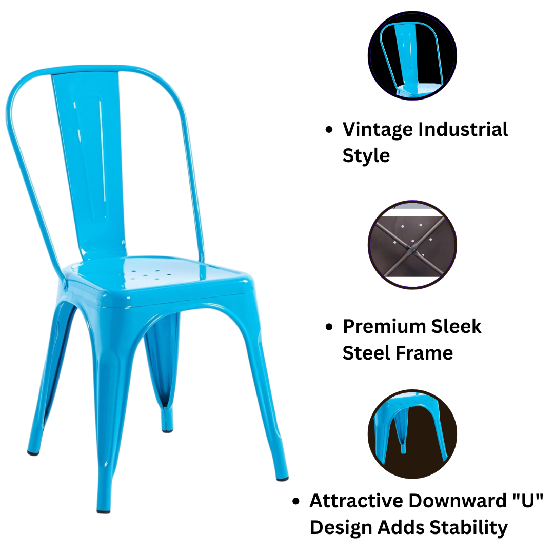 85CM BLUE METAL DINING CHAIR