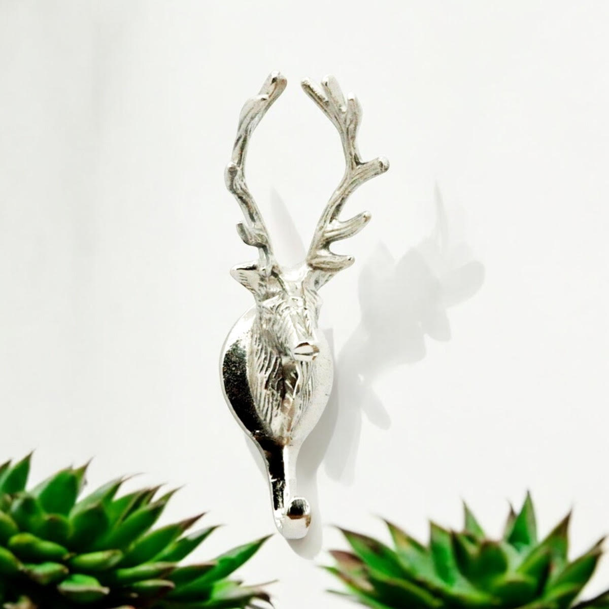 12CM NICKEL STAG HEAD WALL HOOK