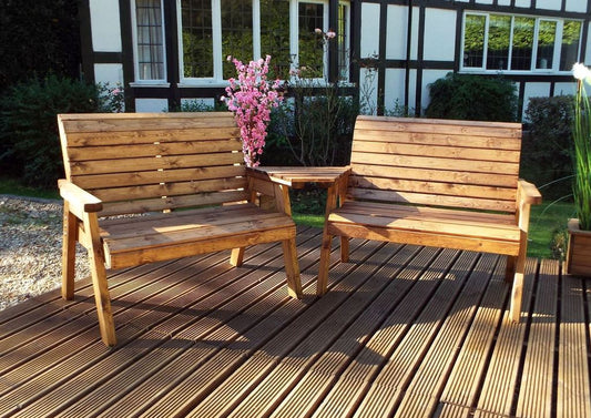 Charles Taylor Trading Twin Bench Set Angled Without Cushion Brown