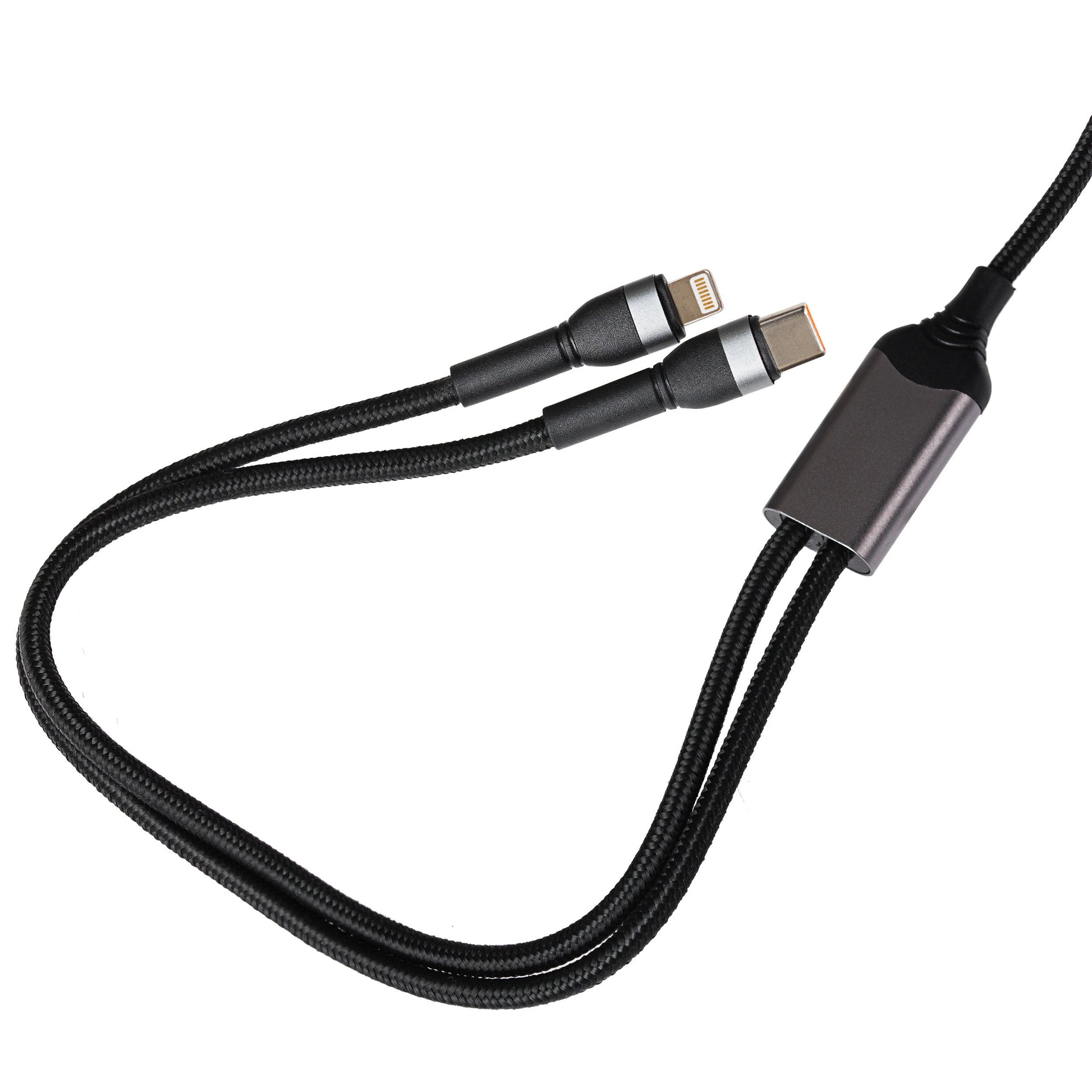 Maplin 2-in-1 USB-C to Multi-Charging USB-C 65W & Lightning 12W Braided Cable
