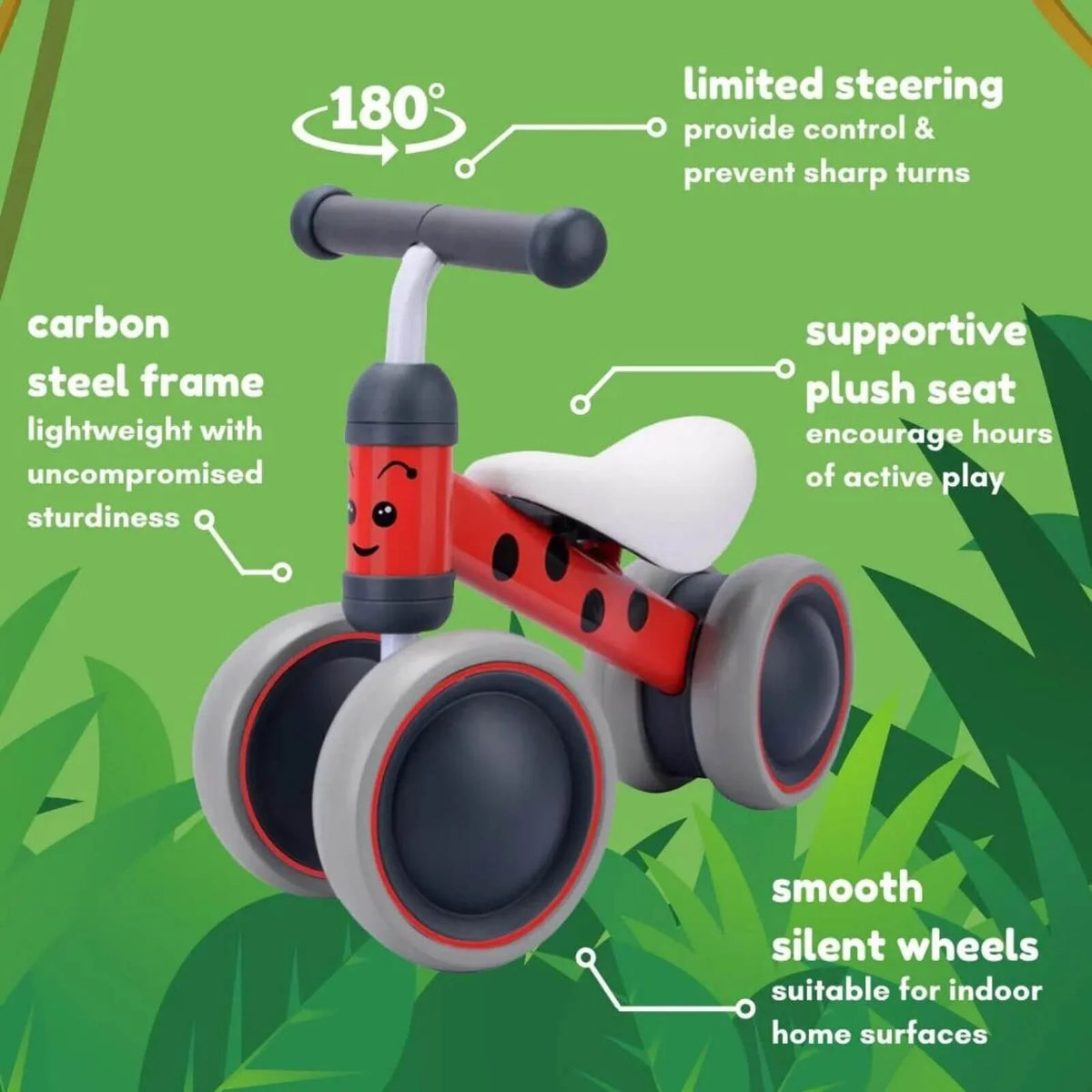 BOLDCUBE Baby Balance Bike - Red