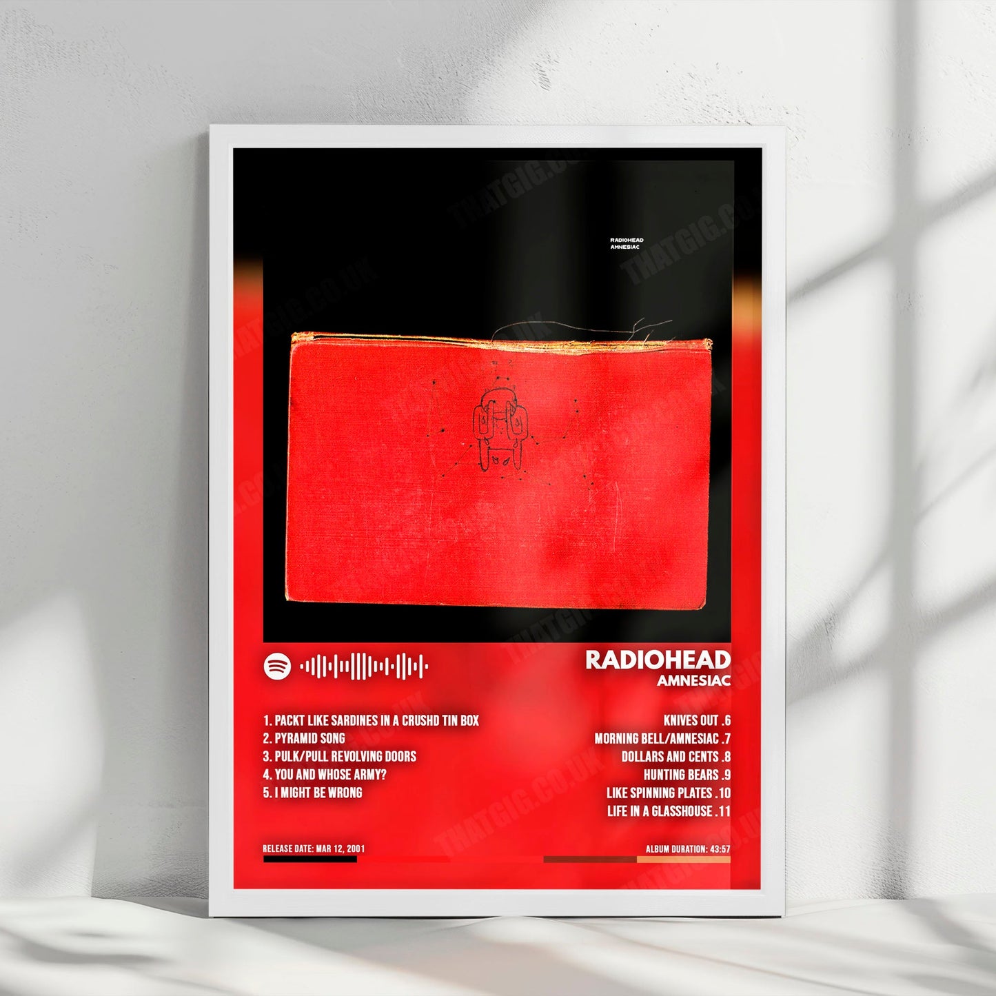 Radiohead "Amnesiac" Album Cover Poster - with Complete Tracklist