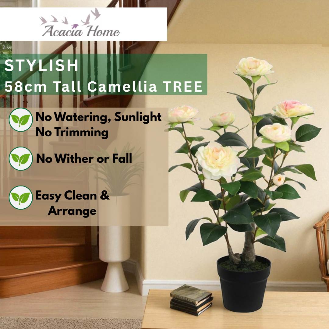 58CM ARTIFICIAL CAMELLIA PLANT