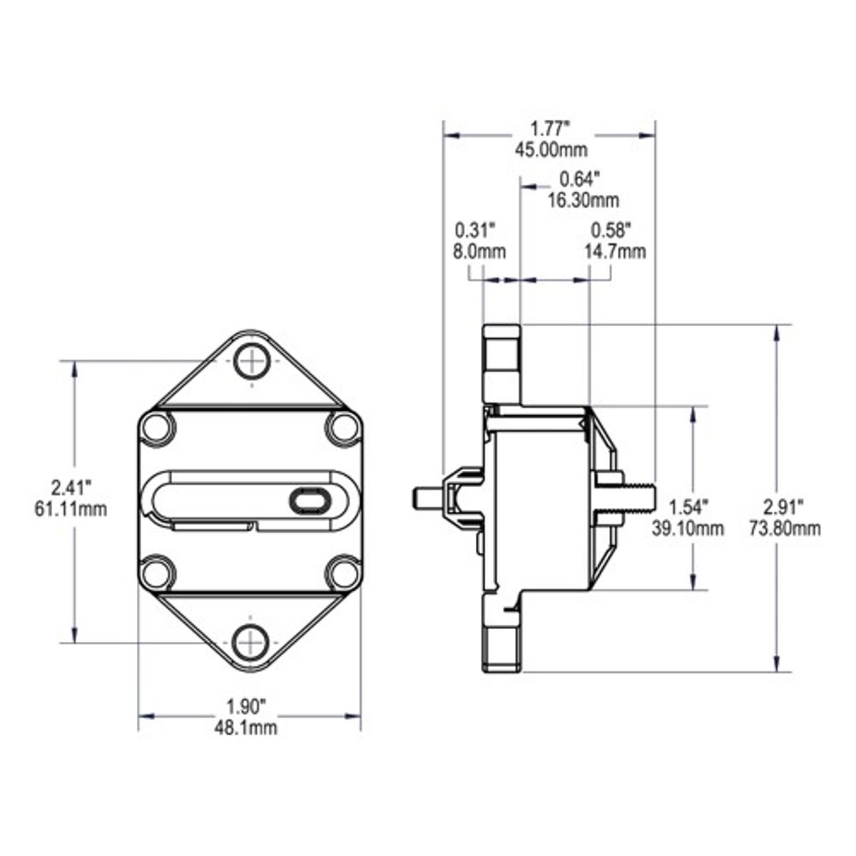 Blue Sea 285 Panel Mount Circuit Breaker (70A)