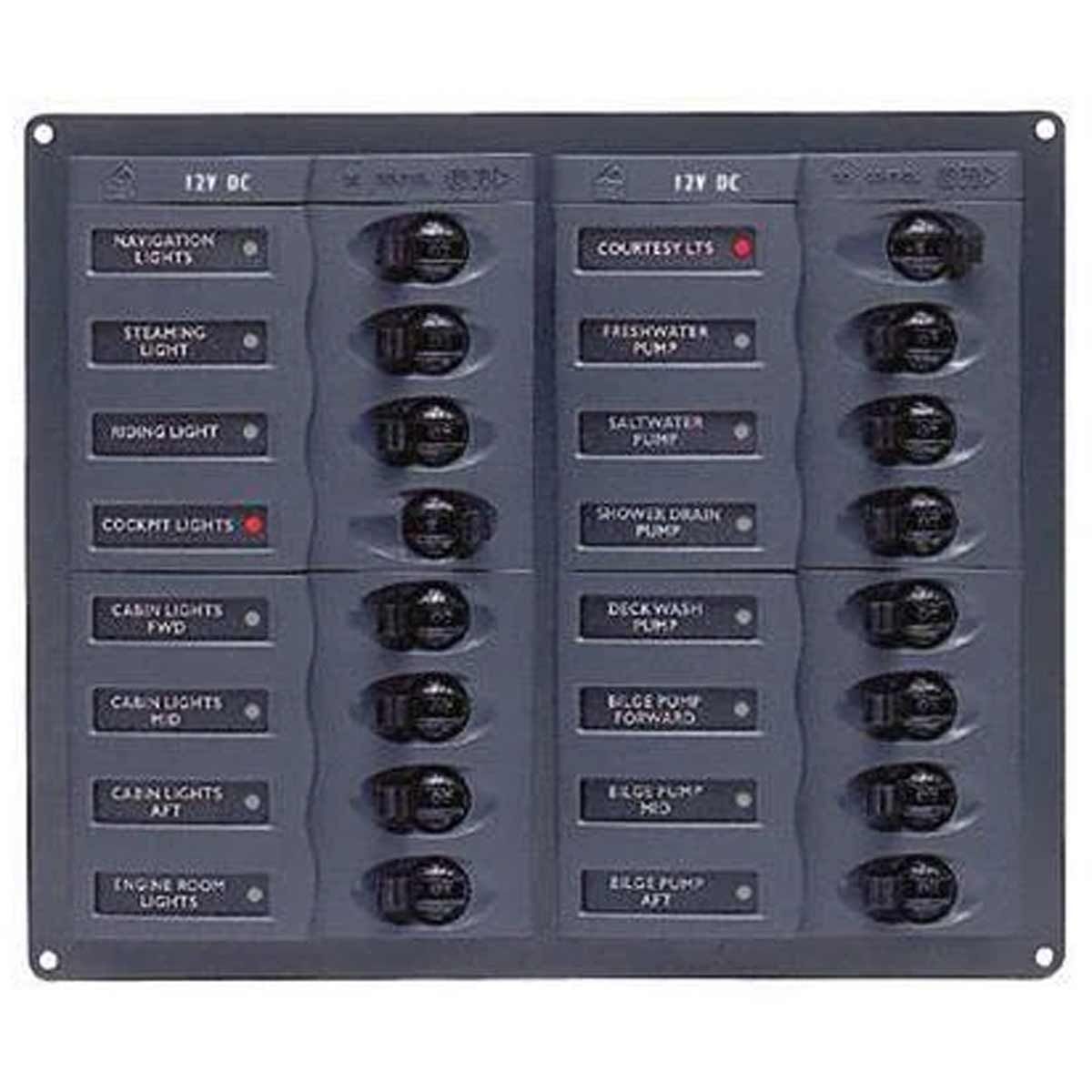 BEP 16-Way Circuit Breaker Panel Square (12V DC / No Meters)
