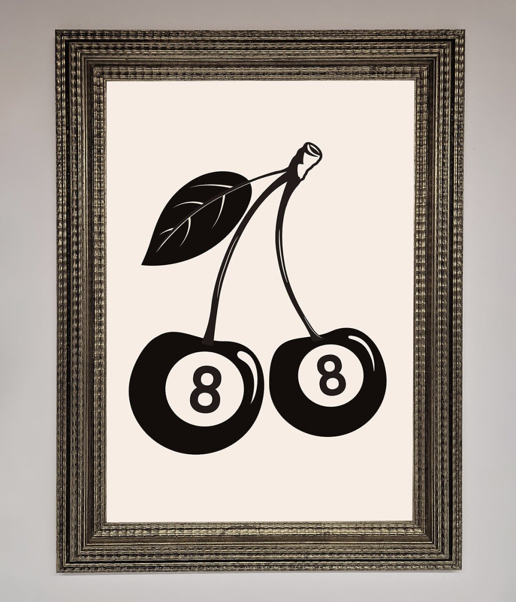 8 Ball Cherries Framed Wall Art