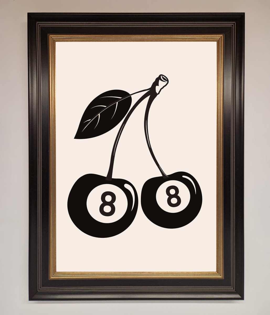 8 Ball Cherries Framed Wall Art