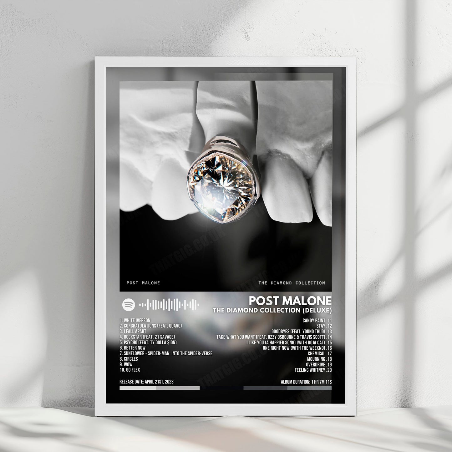 Post Malone "The Diamond Collection (Deluxe)" Album Cover Poster - with Complete Tracklist