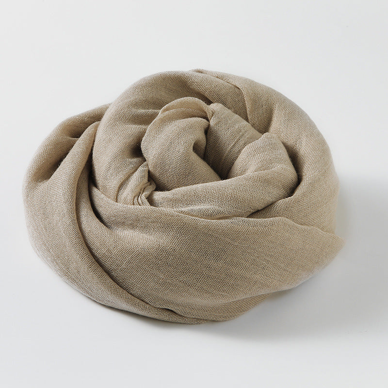 Artistic Sunscreen Solid Color Cotton And Linen Scarf