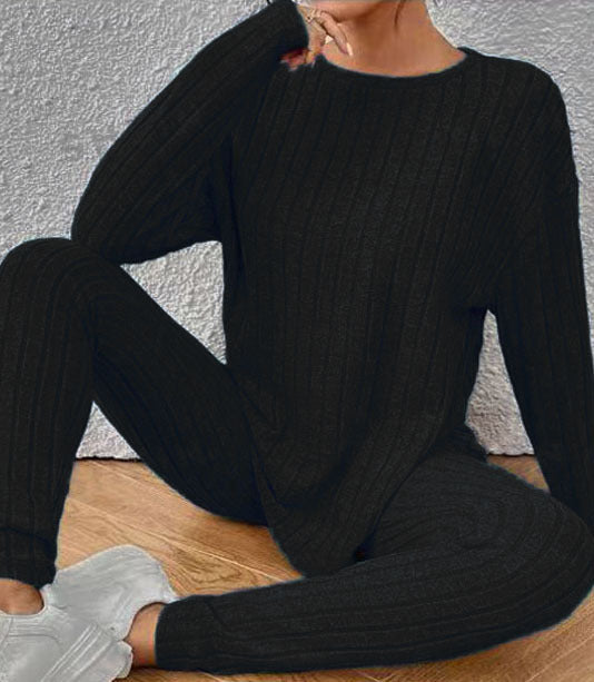 Sunken Stripe Fashion Casual Exercise Two-piece Homewear