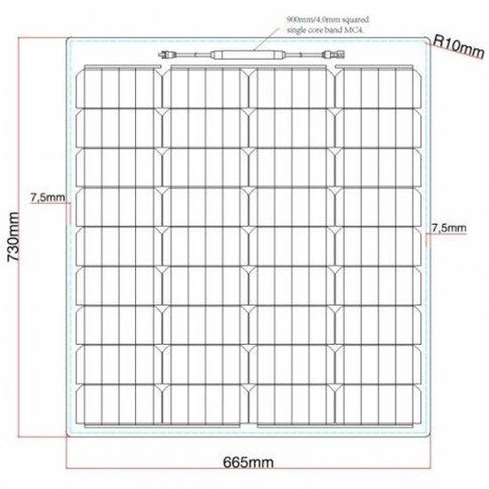 80W Reinforced semi-flexible solar panel with a durable ETFE coating
