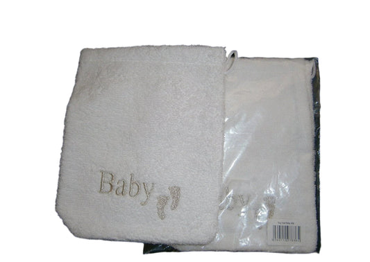 2off tiny feet baby wash mitt white baby word feet mottif