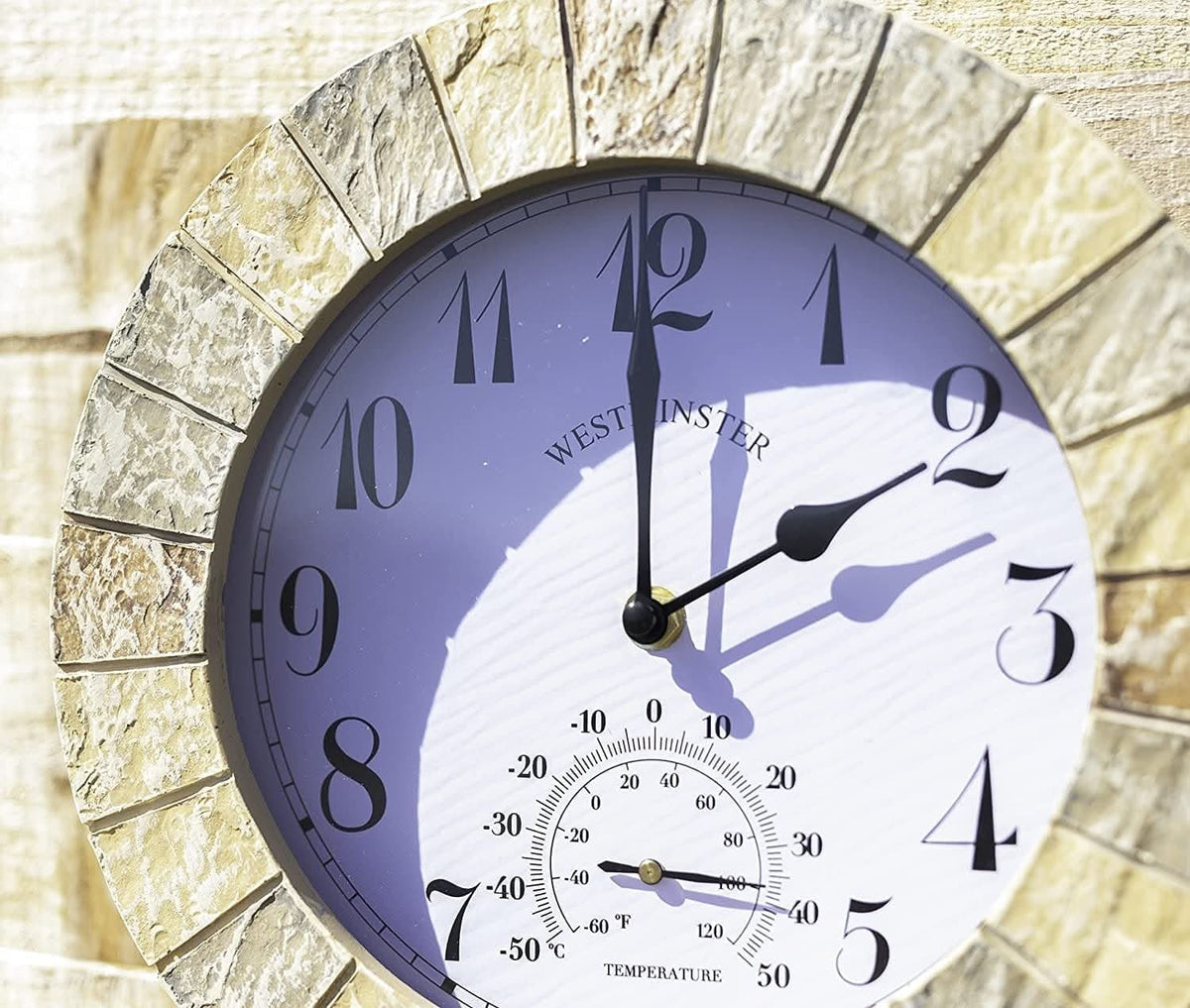 25cm Stonegate Garden Wall Clock & Thermometer
