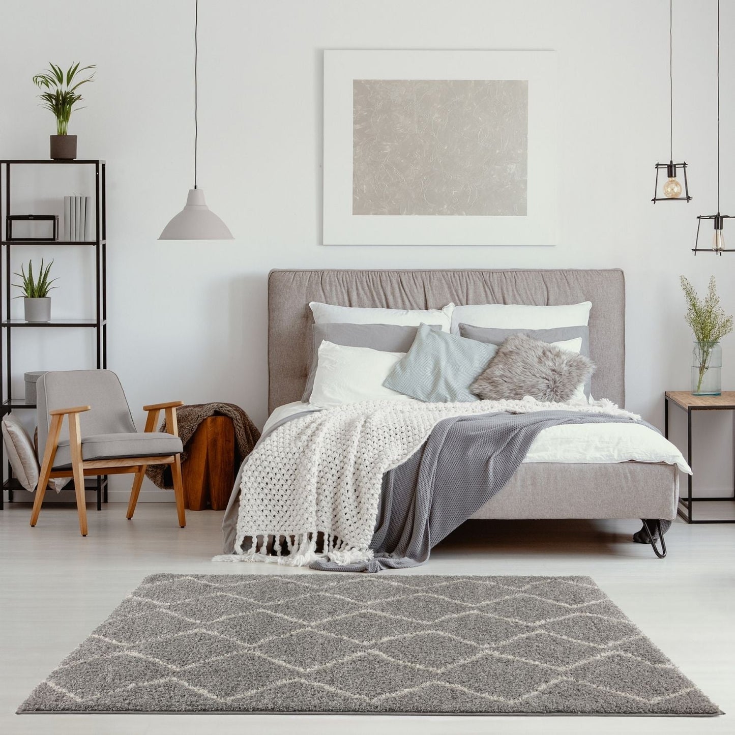 Moroccan Grey Shaggy Rug | 810