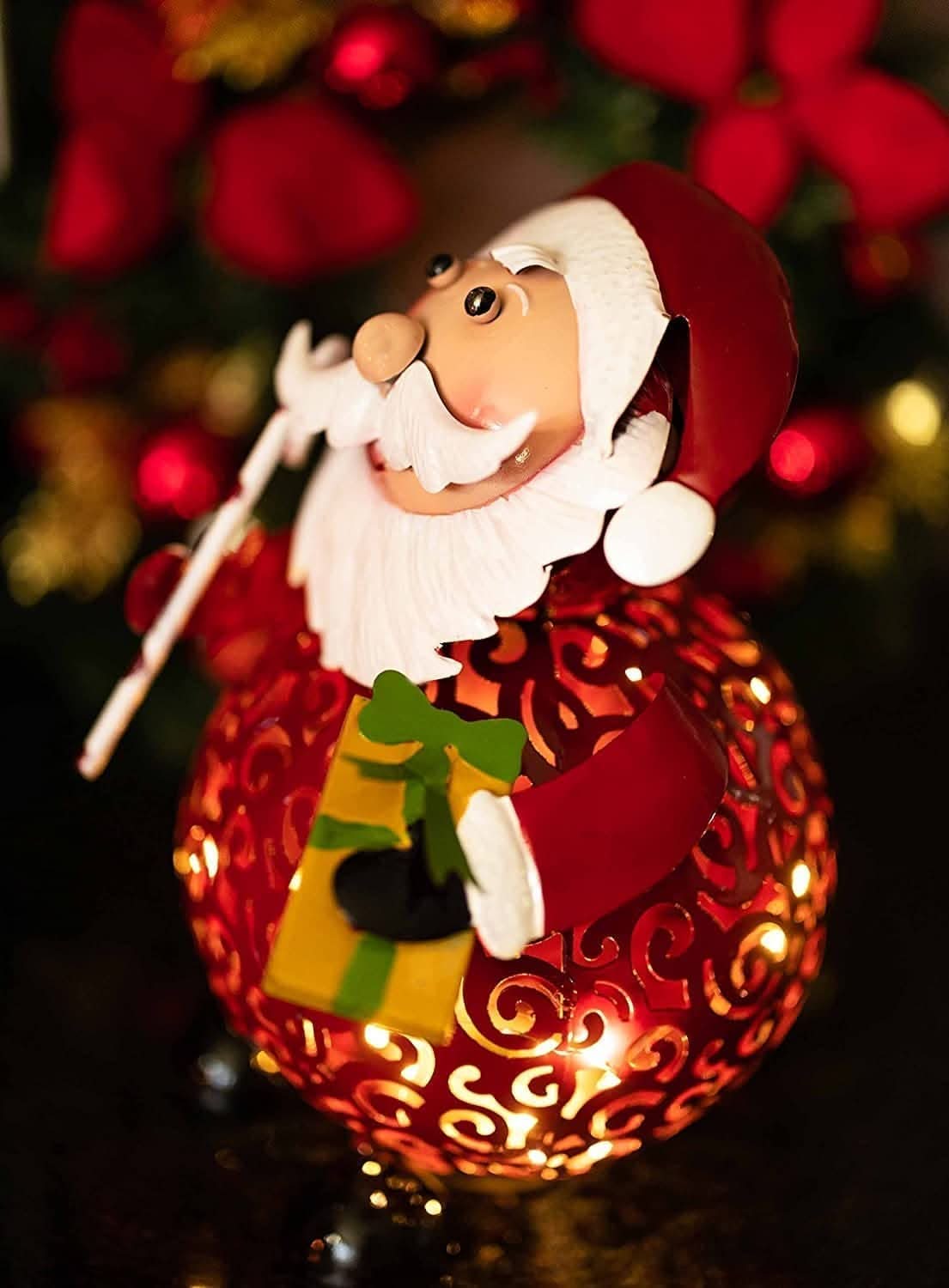 Filigree Santa Claus Light Up LED Ornament
