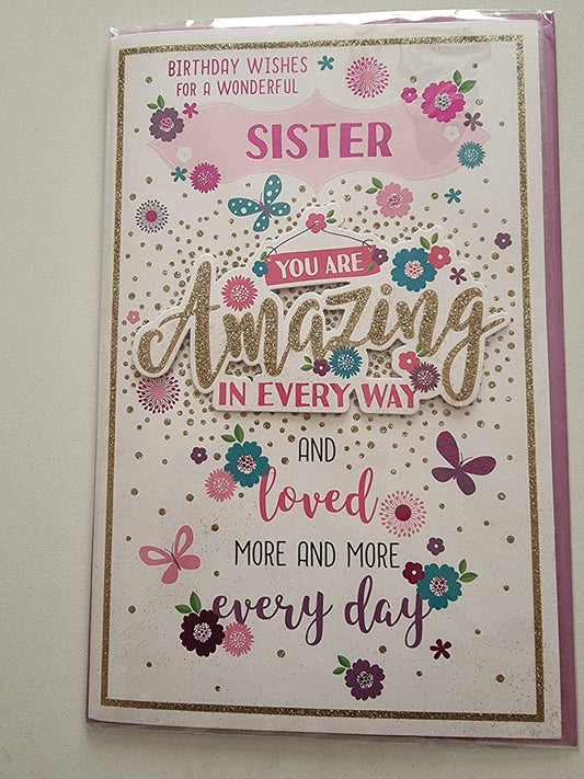 birthday wishes for a wonderful sister birthday card multi inserts