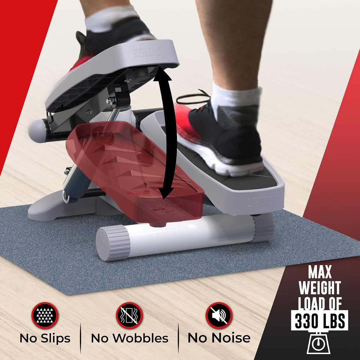 Nordic Lifting Step Machine w/ Resistance Bands & LCD Monitor, Full Body Workout