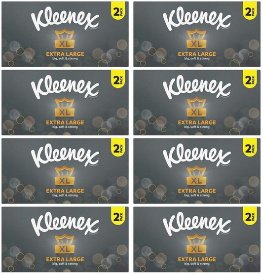 8 x Kleenex Extra Large Tissues 2 Pack 2X90 Sheets