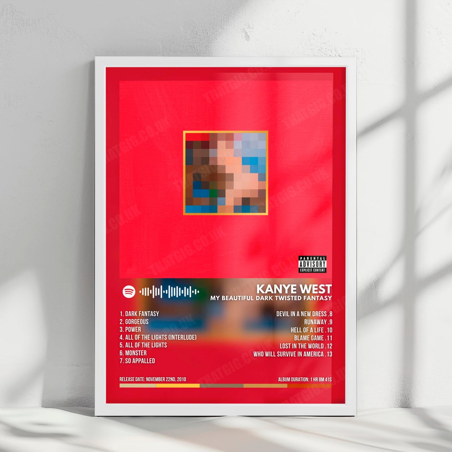 Kanye West "My Beautiful Dark Twisted Fantasy" Album Cover Poster - with Complete Tracklist