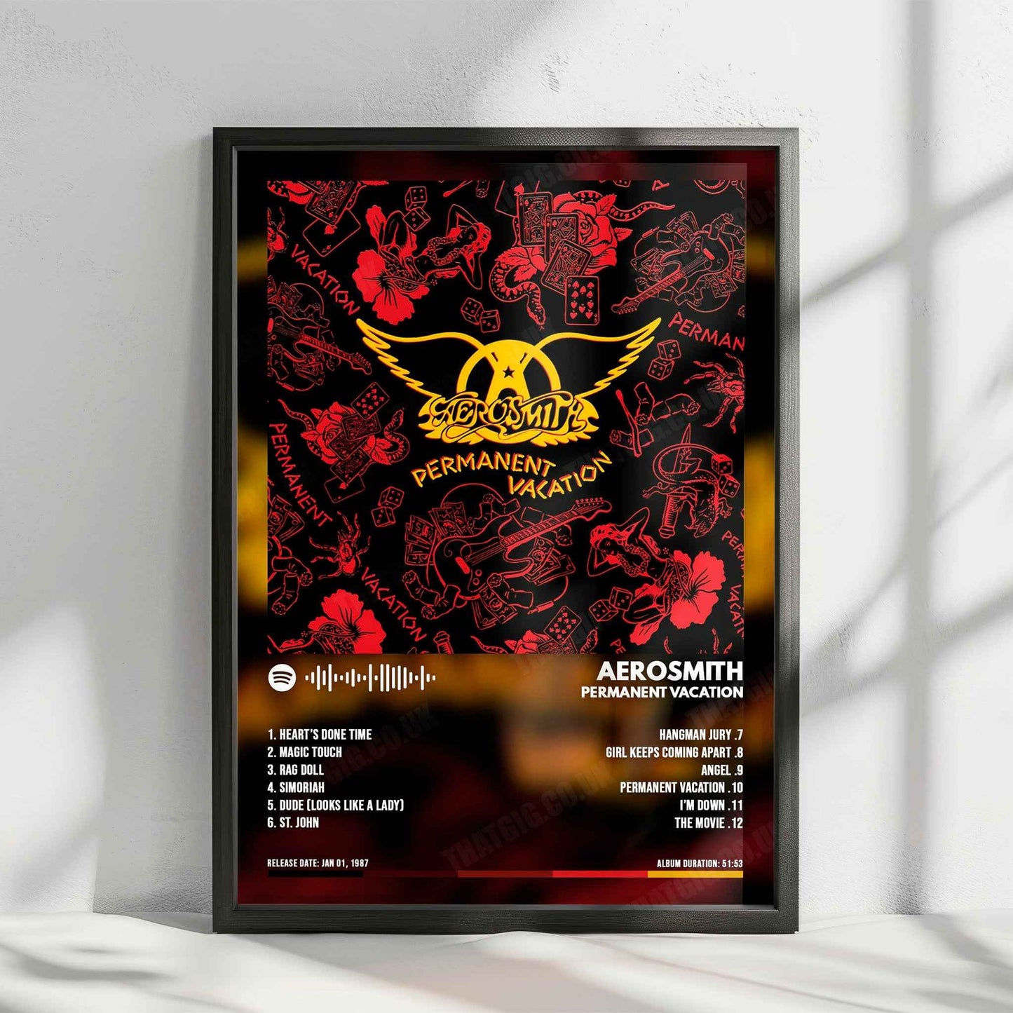 Aerosmith "Permanent Vacation" Album Cover Poster - with Complete Tracklist