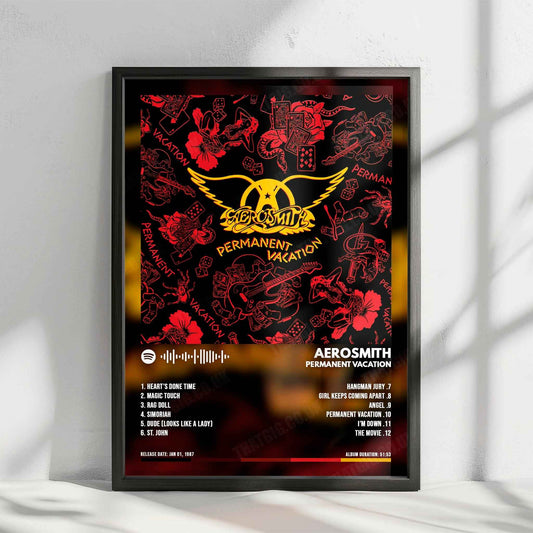 Aerosmith "Permanent Vacation" Album Cover Poster - with Complete Tracklist