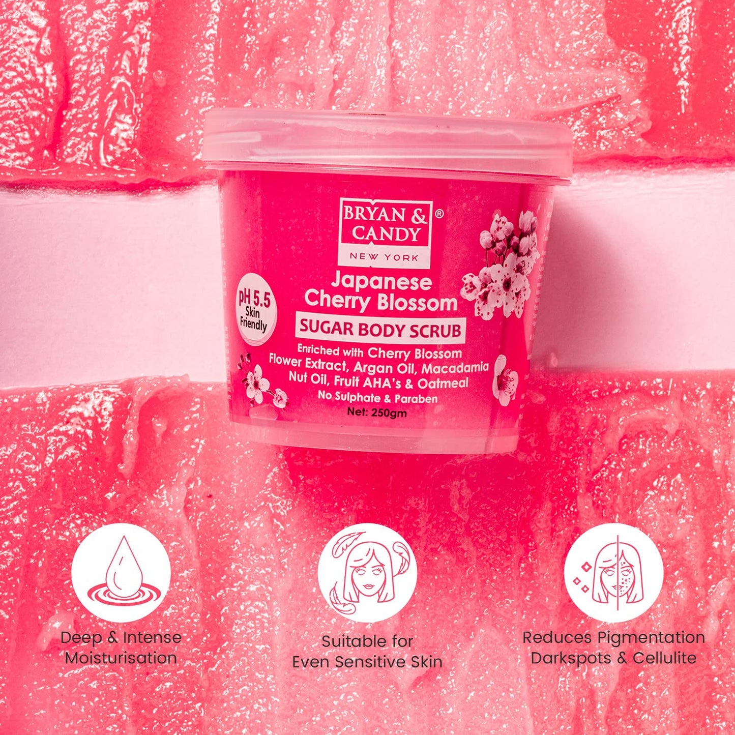Cherry Blossom Body Scrub for Tan Removal & Exfoliation 250g