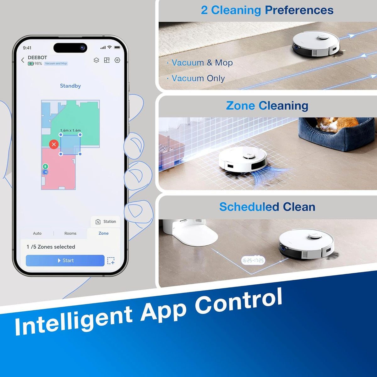 ECOVACS DEEBOT N20 Robot Vacuum with Mop, 8000Pa, 300 Min Runtime, Anti-Tangle