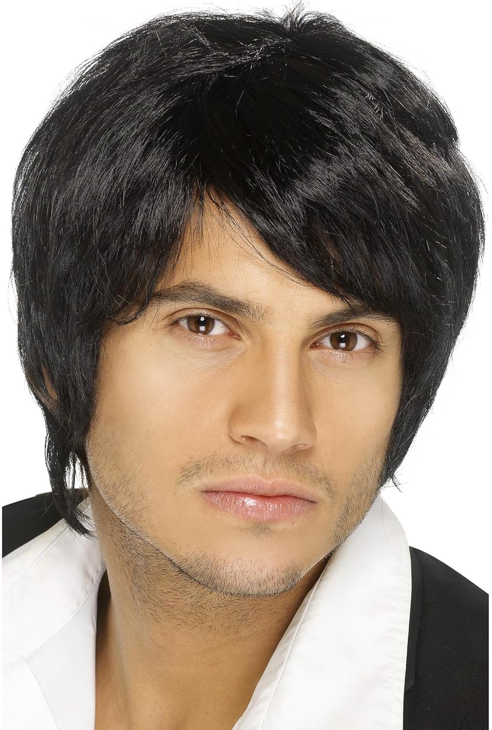 Smiffys Boy Band Wig, Black Short Style, New but open damaged box