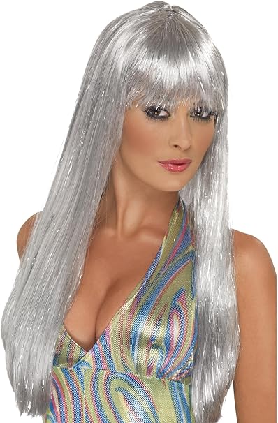 Generique - Long silver wig for women, New but open, damaged box, taped