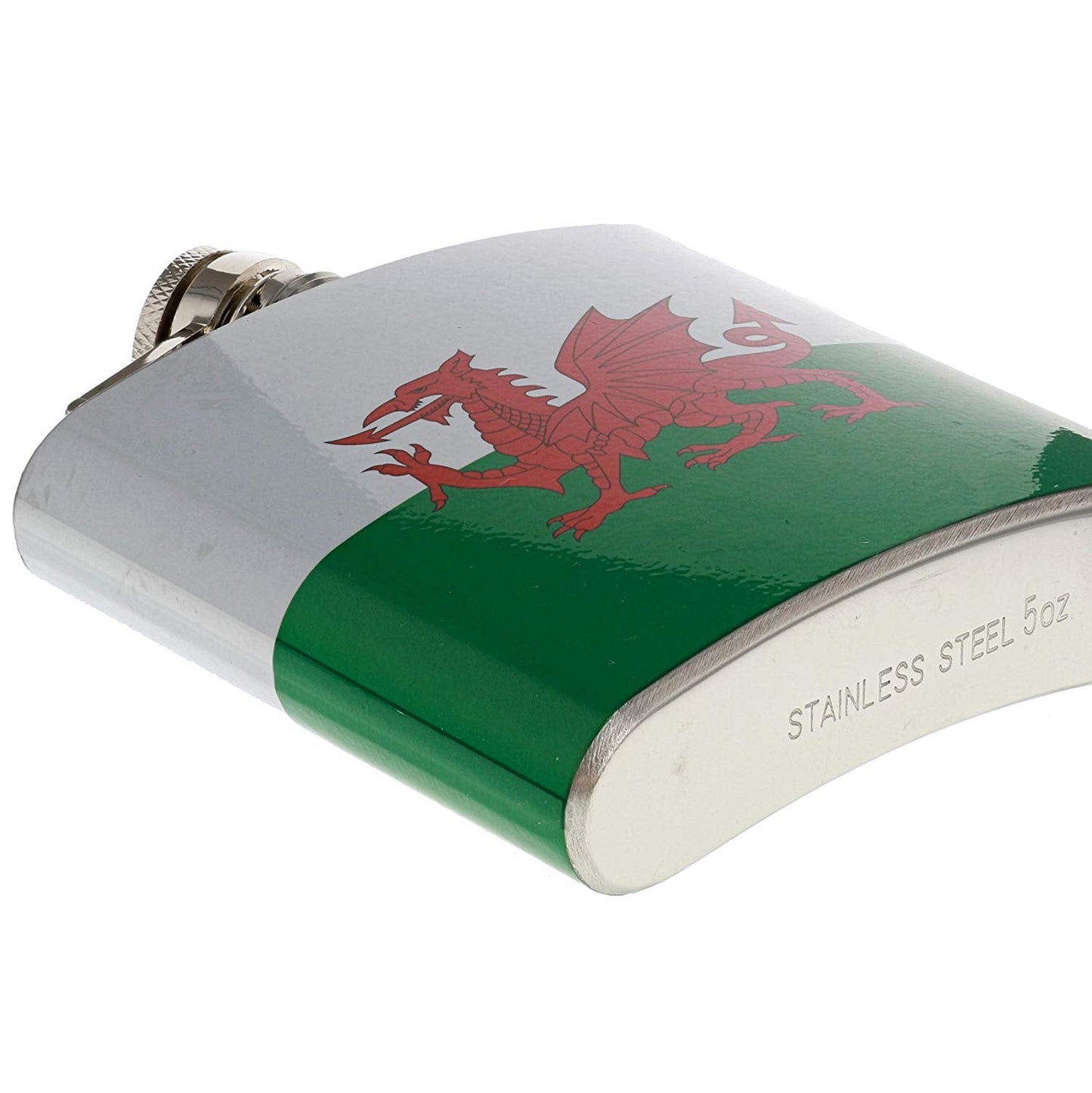 5oz Stainless Steel Hip Flask - Welsh Flag