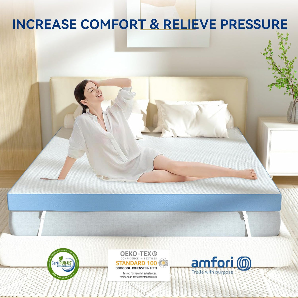 Memory Foam Mattress Topper Double 10cm Dual Layer Firm Support Hawthyhome