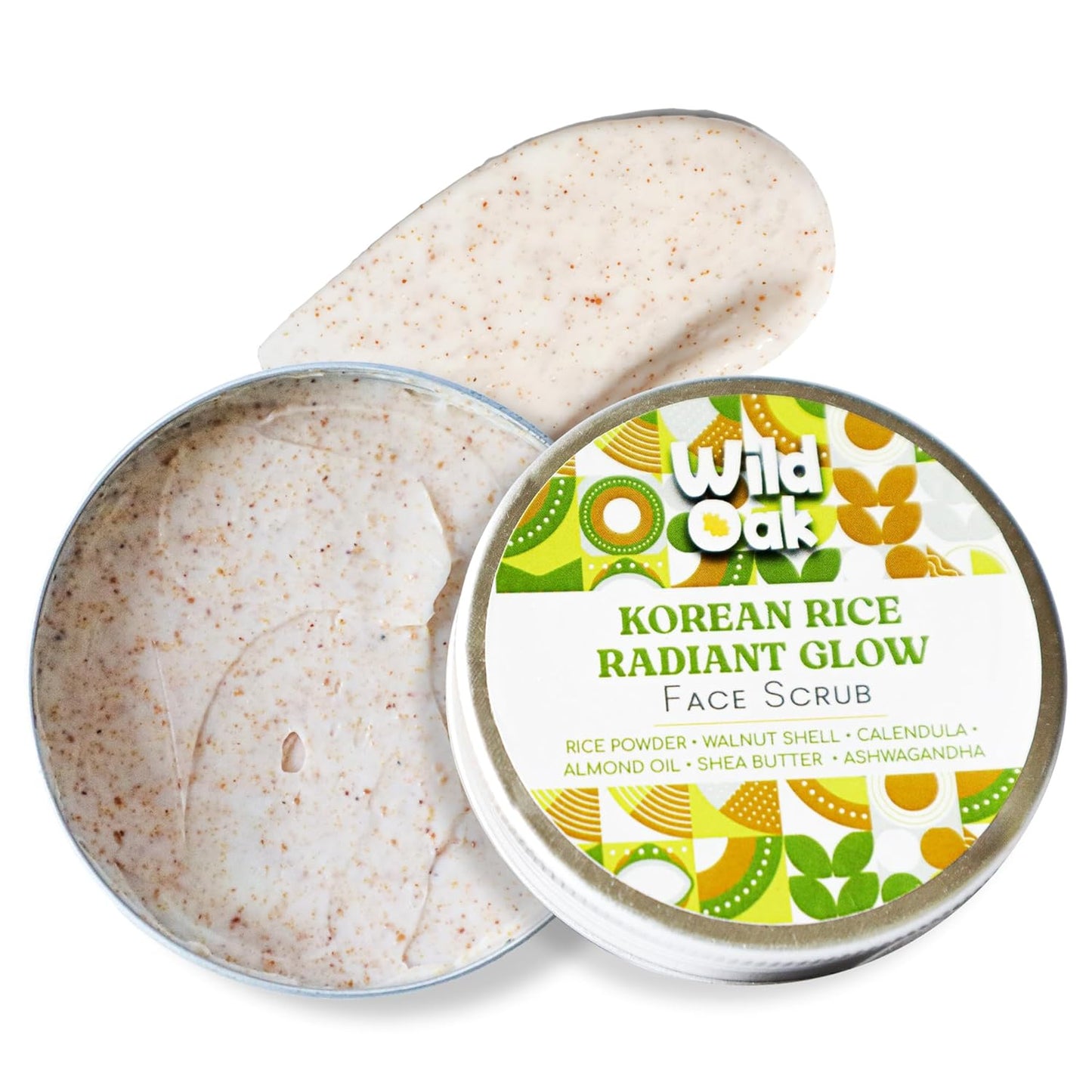 WildOak Korean Rice Face Scrub 100g - Exfoliate, De-Tan, Hydrate & Repair