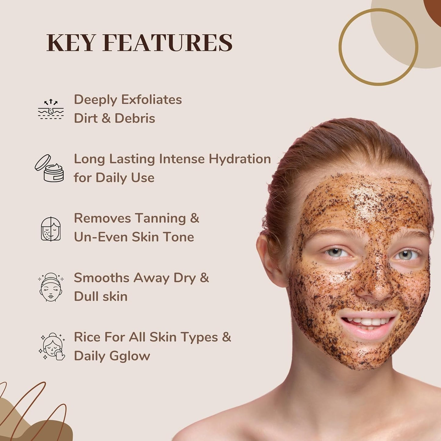 GNASTAS Rice Scrub Exfoliator for Face & Body, Tan & Blackhead Remover