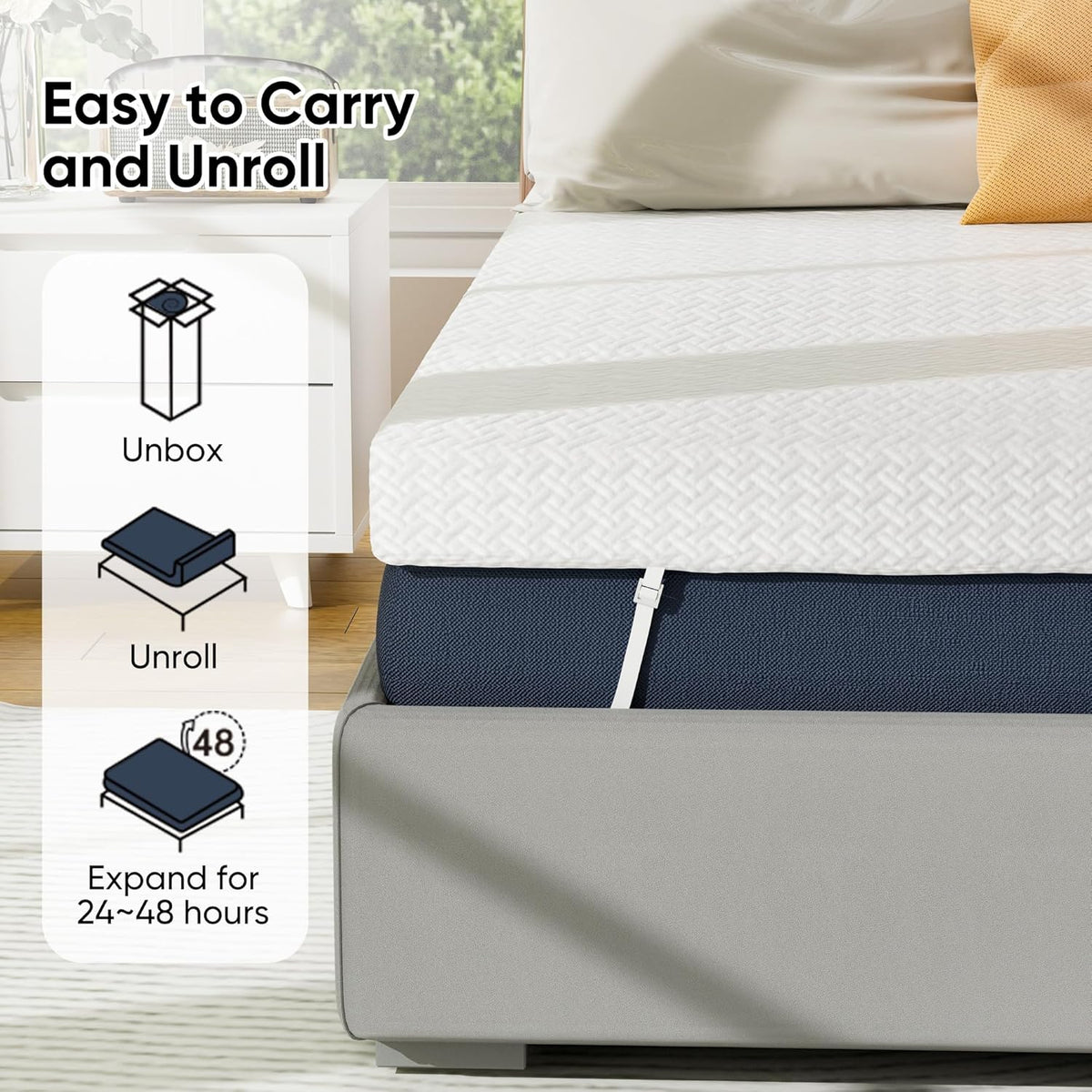 Memory Foam Mattress Topper Double 3 Inch Cooling Washable Hawthyhome