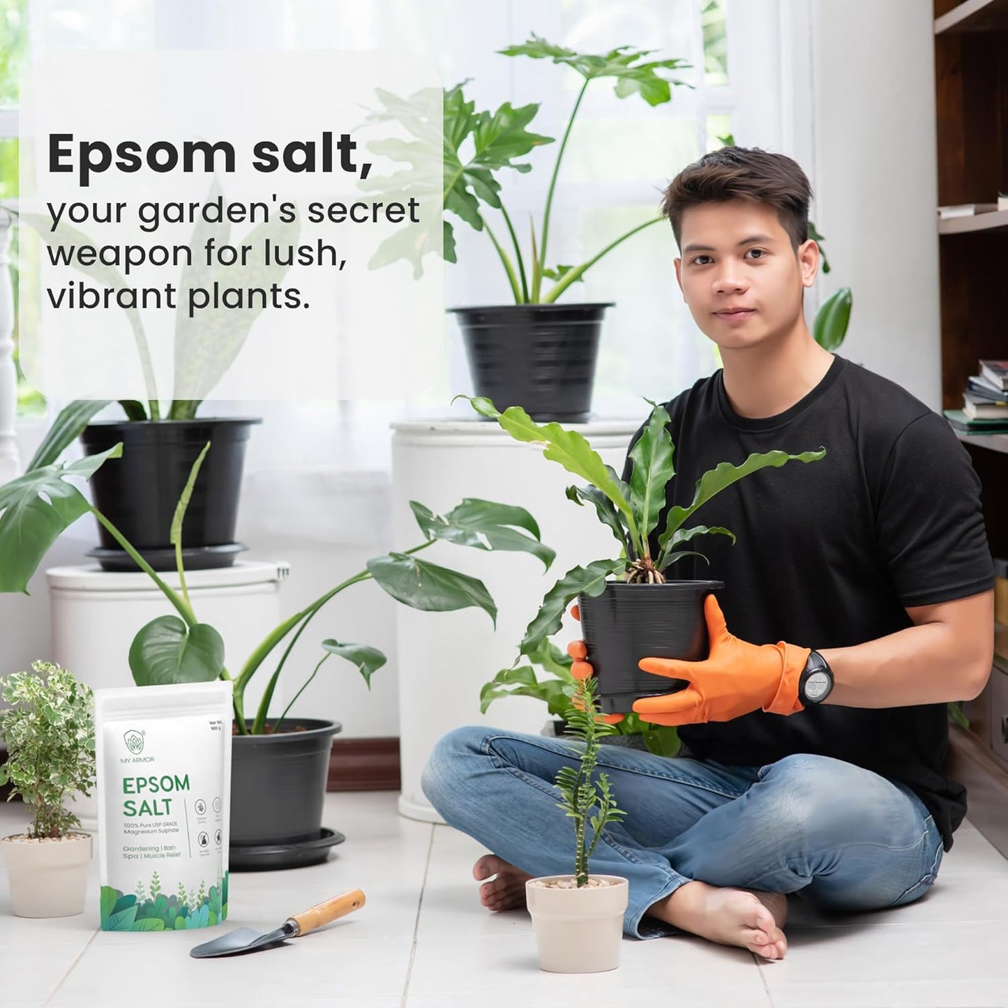 MY ARMOR Epsom Bath Salt Powder 900g for Muscle Relief and Gardening