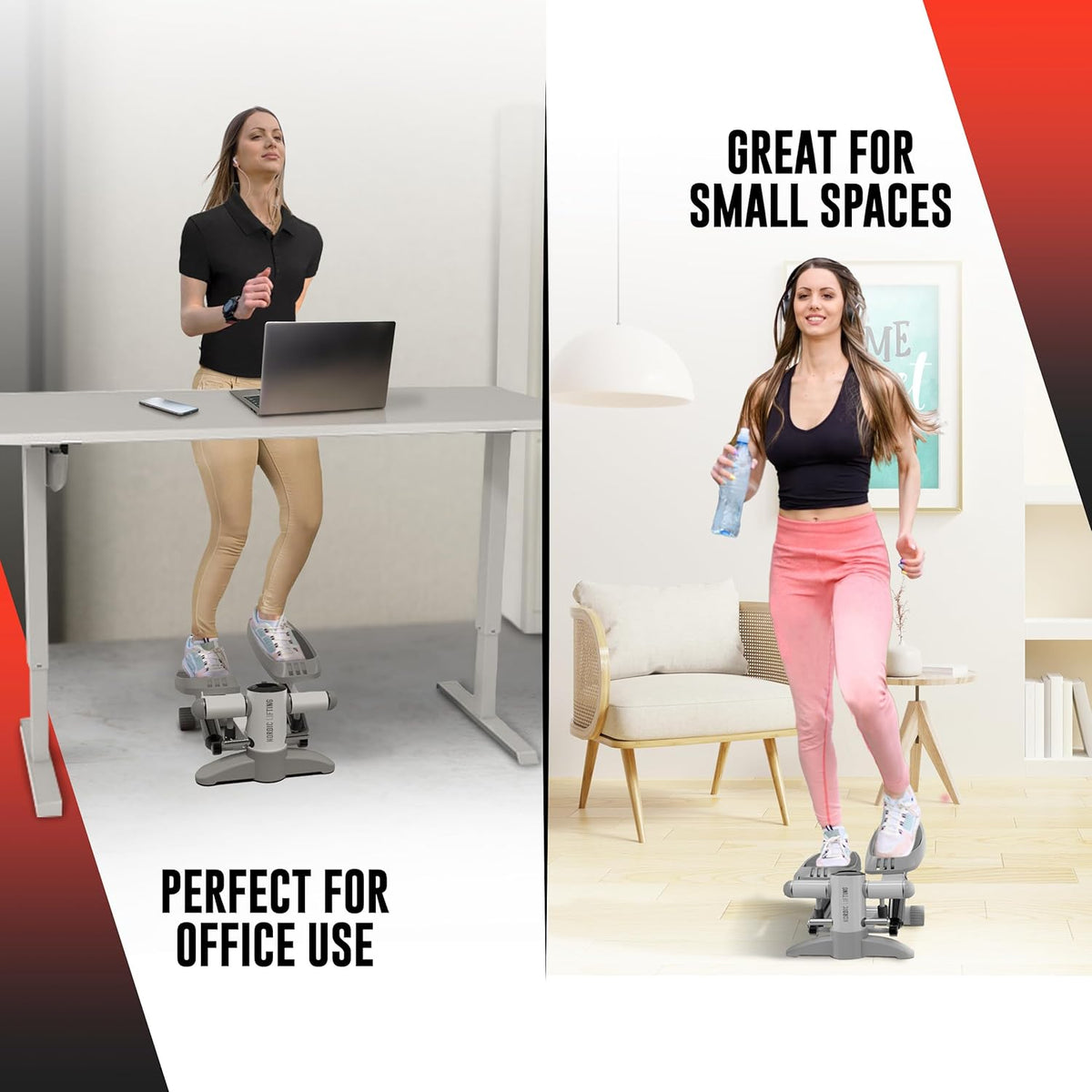 Nordic Lifting Step Machine w/ Resistance Bands & LCD Monitor, Full Body Workout