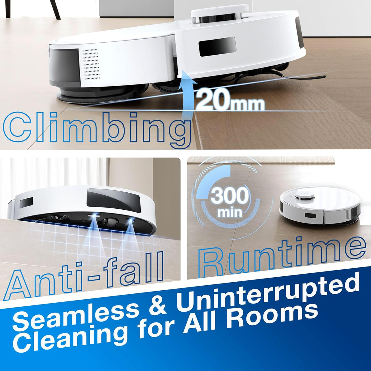 ECOVACS DEEBOT N20 Robot Vacuum with Mop, 8000Pa, 300 Min Runtime, Anti-Tangle